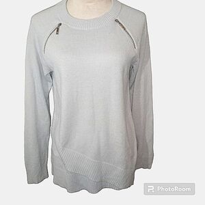 Ivanka Trump Baby Blue Sweater with Zippers and Criss Cross Hem Size M